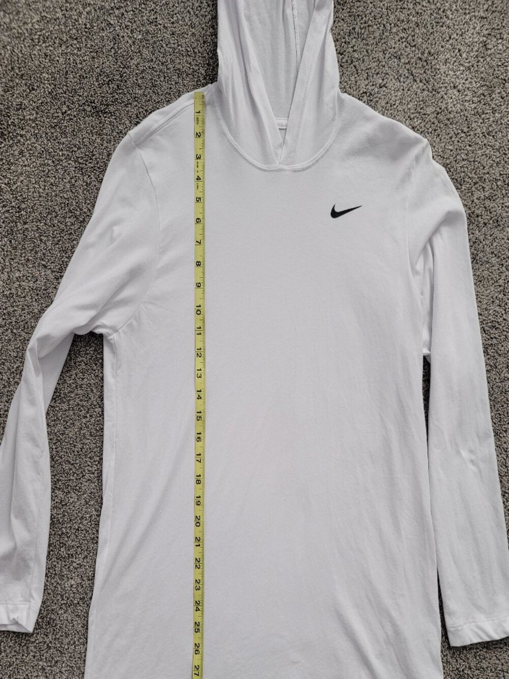 Men's Nike Dri-Fit White Long Sleeve Hooded T-shirt Large - Picture 6 of 7